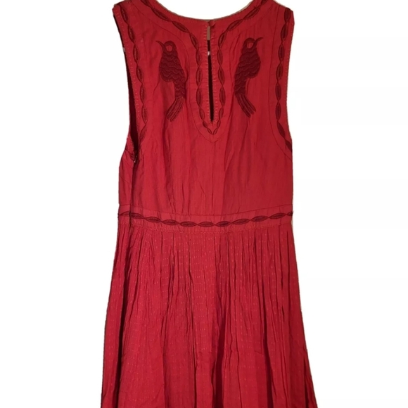 Free People Mini Dress Coral Red A Line Sleeveless Birds Of A Feather  Size 2? - Picture 2 of 2